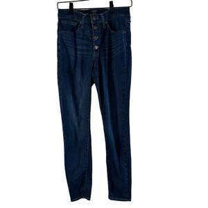 J Crew Womens High Rise Skinny Jeans Buttonfly Dark Wash Stretch AB568 SP20